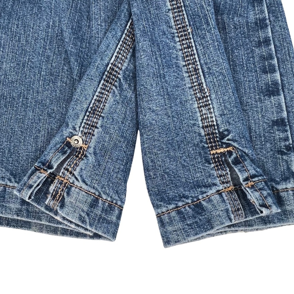 Maurices Straight Jeans Carpenter Mid Rise Utility Distressed Denim Blue 3/4 - Picture 15 of 17